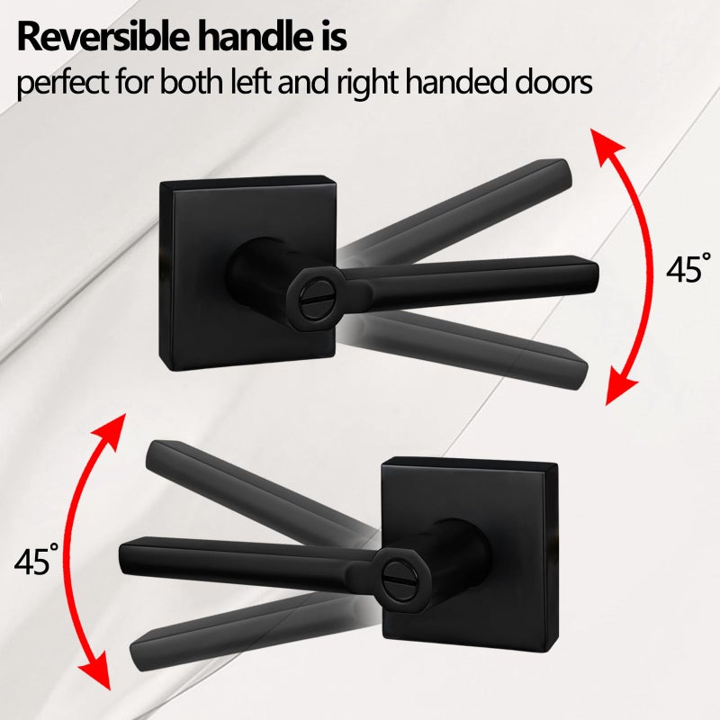 NEWBANG (6Pack) Bed/Bath Room Door Lever for Privacy Bathroom and Interior Door Door Lock Handle in Aged Matt Black, HD1601-DB-BK-6P - Image 5